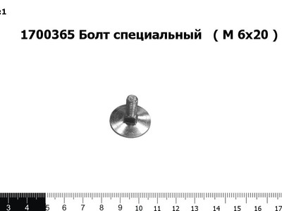 Запасные части 1700365 Болт специальный   ( М 6х20 ) (Для полотен РСМ 10.08.07.040МА и РСМ10.08.07.МБУ)
